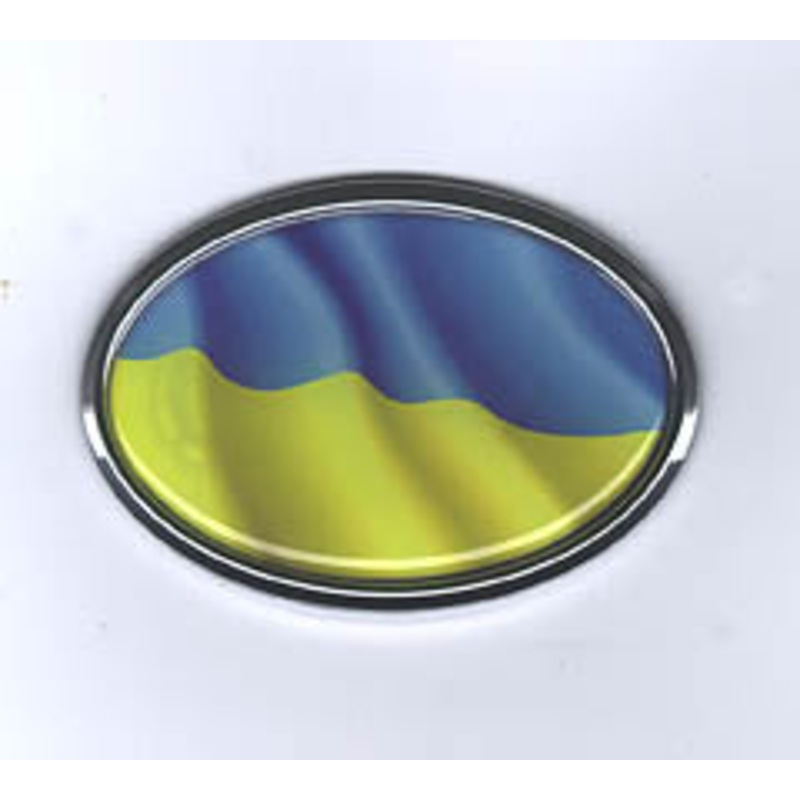 Oval Bezel Ukrainian Flag Decal