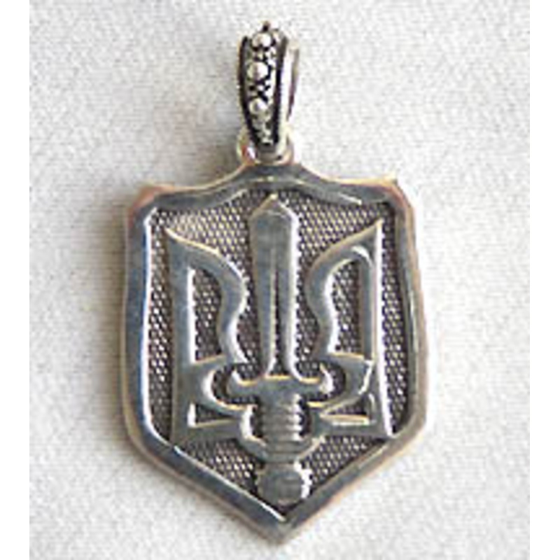 Tryzub Shield Pendant Antiqued