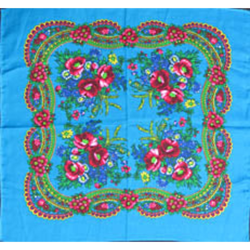 Blue Acrylic Floral Shawl 30 in