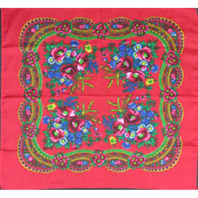 Red Acrylic Floral Shawl 30 in