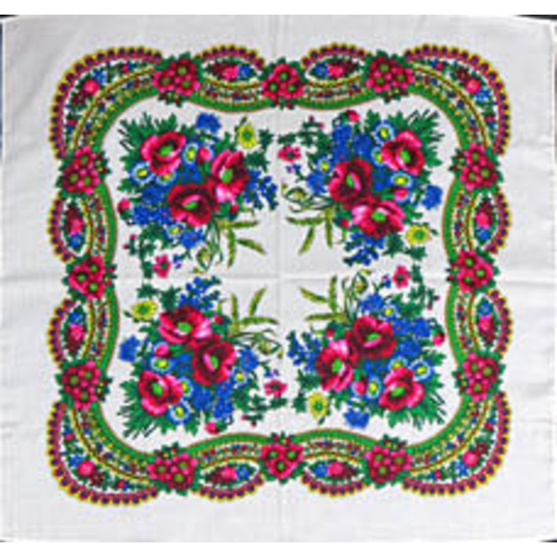 White Acrylic Floral Shawl 30 in