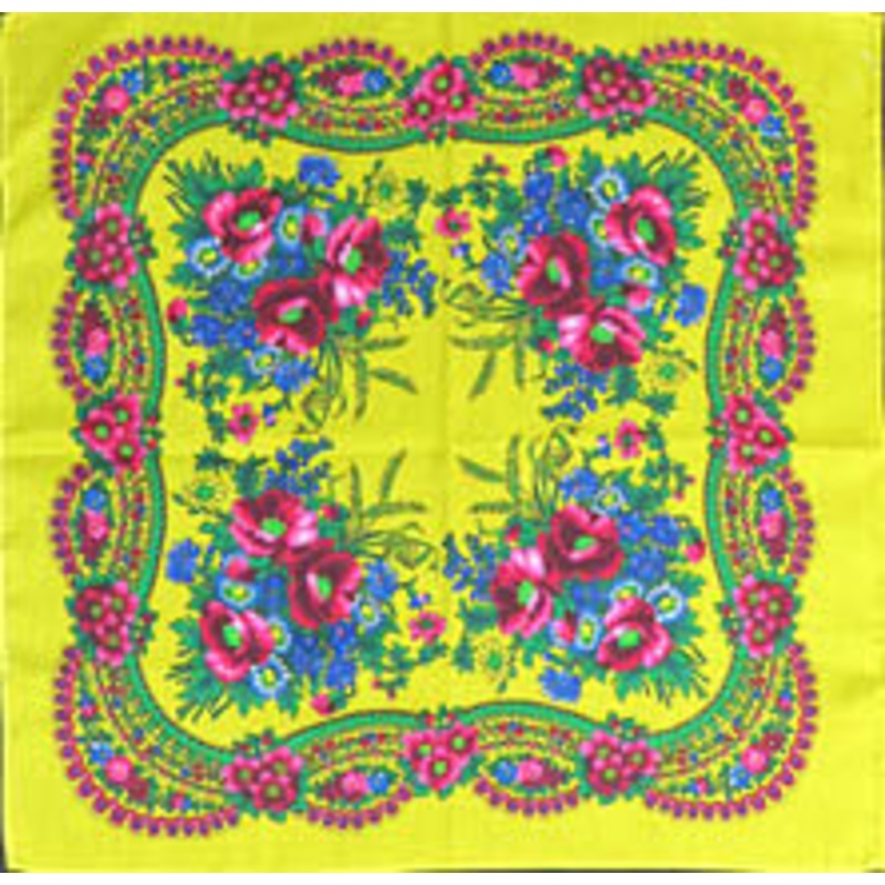 Yellow Acrylic Floral Shawl 30 in