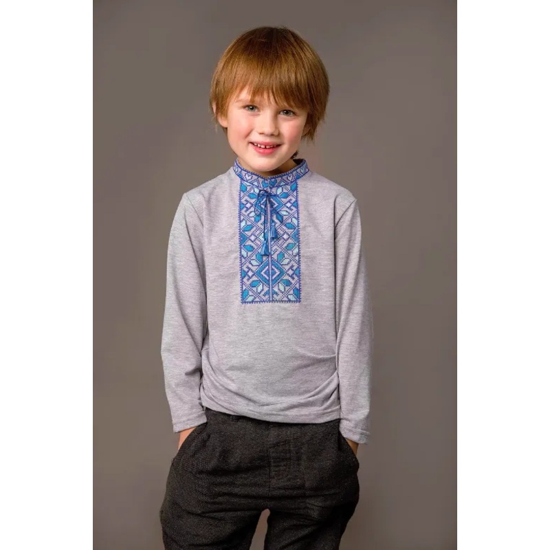 Boys Podilska long sleeved shirt blue on grey