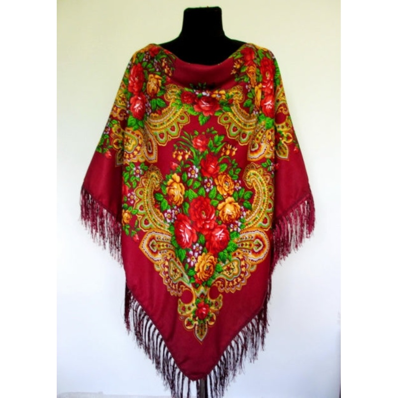 Burgundy Floral Shawl 55 in.|ca|us|intl