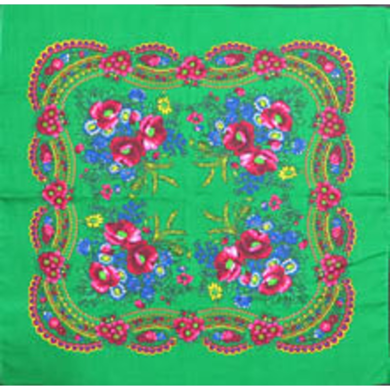 Green Acrylic Floral Shawl 30 in