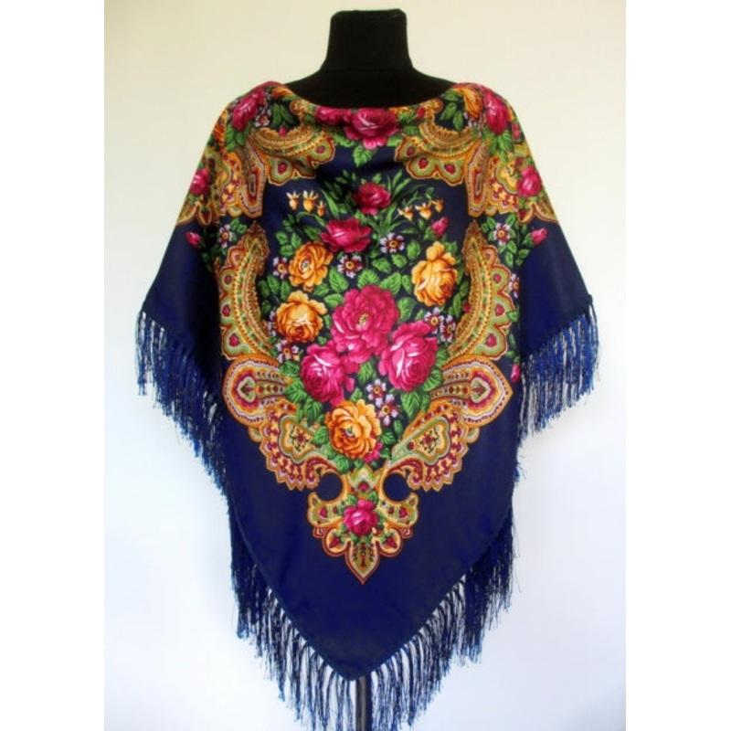Navy Floral Wool Shawl 55 in.|ca|us|intl