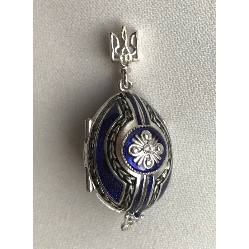 Blue Locket with Icon and Angels inside