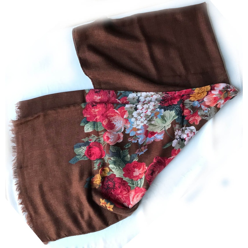 Floral Woven Chiffon Shawl – 74 x 32 in