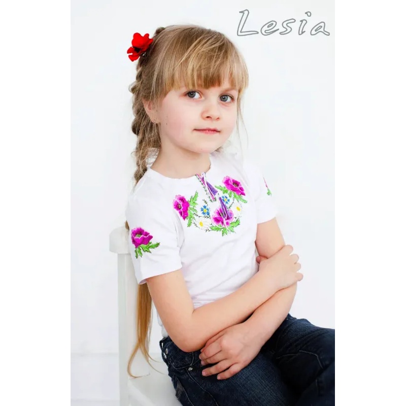 Girls Poppies shirt violet on white