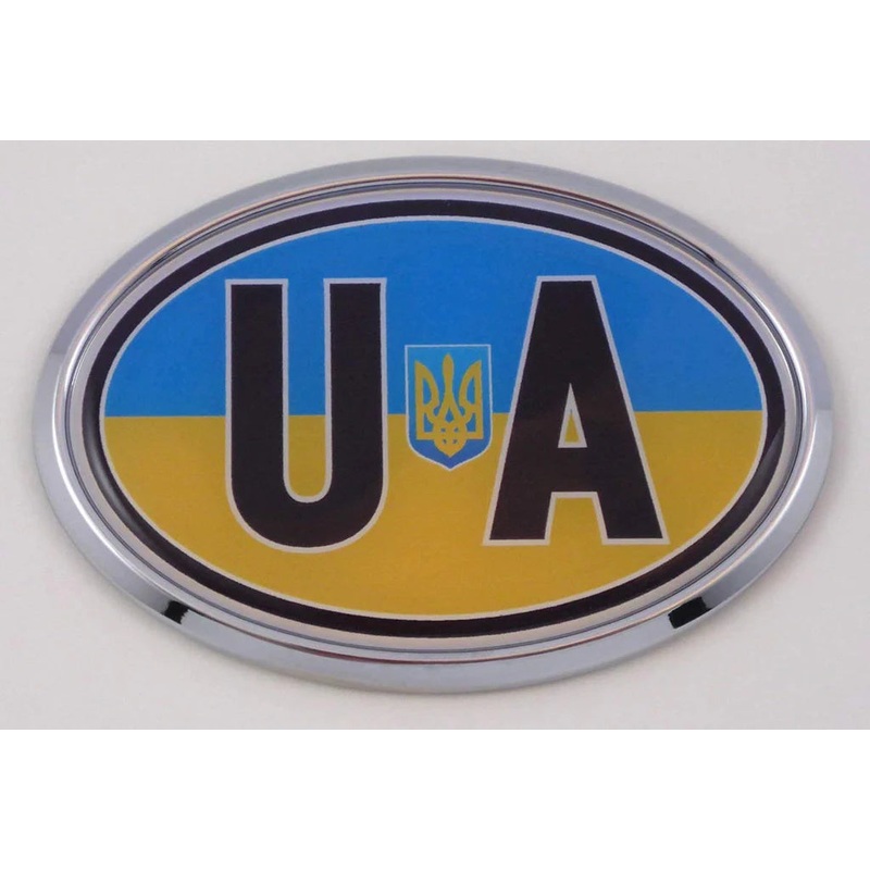 UA Ukrainian Car Chrome Emblem Bumper Sticker Flag Decal Oval