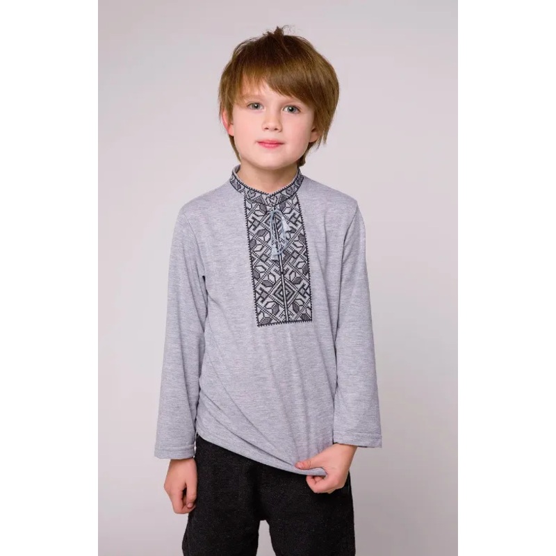 Boys Podilska long sleeved shirt grey on grey