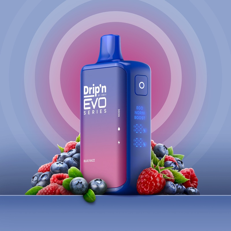 Drip’n EVO 28K|Blue Razz|Green Apple|Mango Peach Watermelon|Orange Fizz|Peach Blue Razz Ice|Raspberry Peach Mango Ice|Snazzy S Storm|Spritz|Triple Berry|Watermelona CG