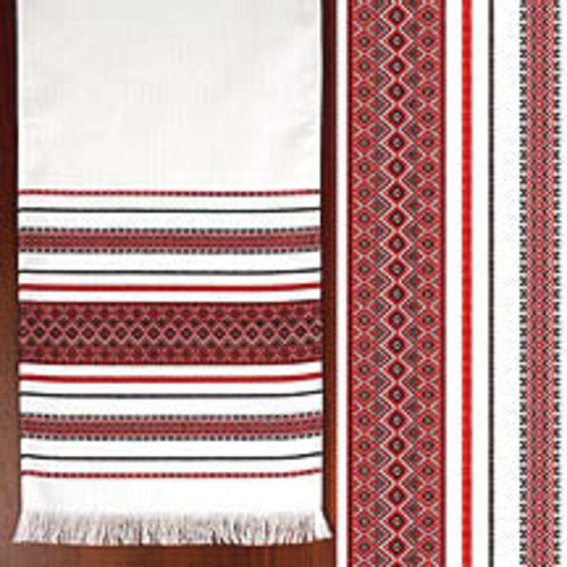 Hutsul Woven Red Design – long rushnyk 75 in