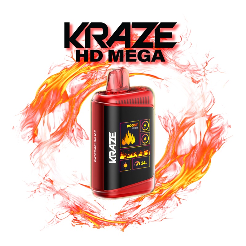 Kraze HD Mega Disposable Vape|Banana Ice|Blueberry Cheese Delight|Blue Razz Ice|Blue Razz Lemon Ice|Cherry Blast G Ice|Fresh Mint Ice|Frizzy Peach G Ice|Fruit Flash Ice|Grape Ice|Holiday Mint Ice|Norwegian Berry G Ice|Peach Mango Ice|Sea Salt Crumbs|Straw