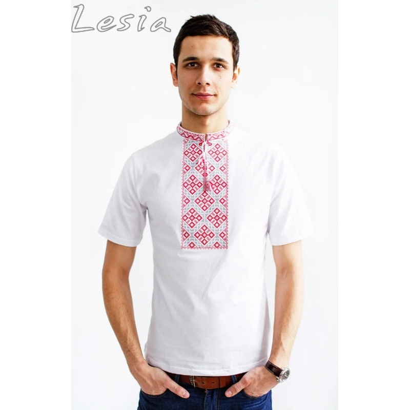 Men’s embroidered Kozatska t-shirt Red on White