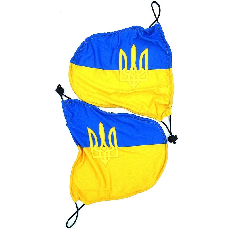Mirror Flag Ukraine with Trident Tryzub Car Side Mirror Flag Covers Set of 2