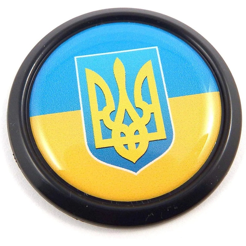 Ukraine Black Round Flag with Trident Car Decal Emblem Bumper 3D Sticker 1.85