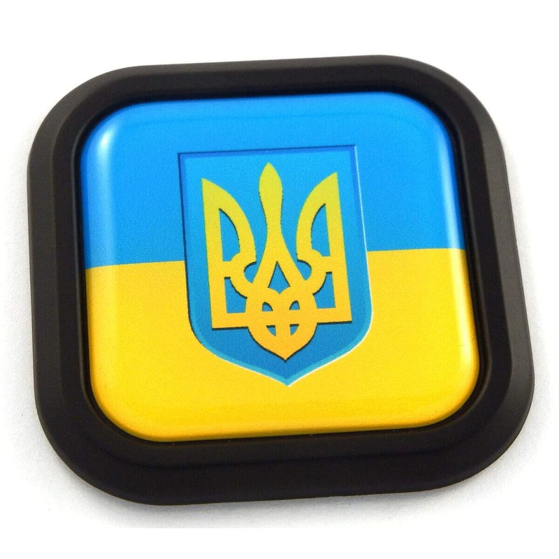 Ukraine Flag Square Black rim Emblem Car 3D Decal Badge Hood Bumper sticker 2