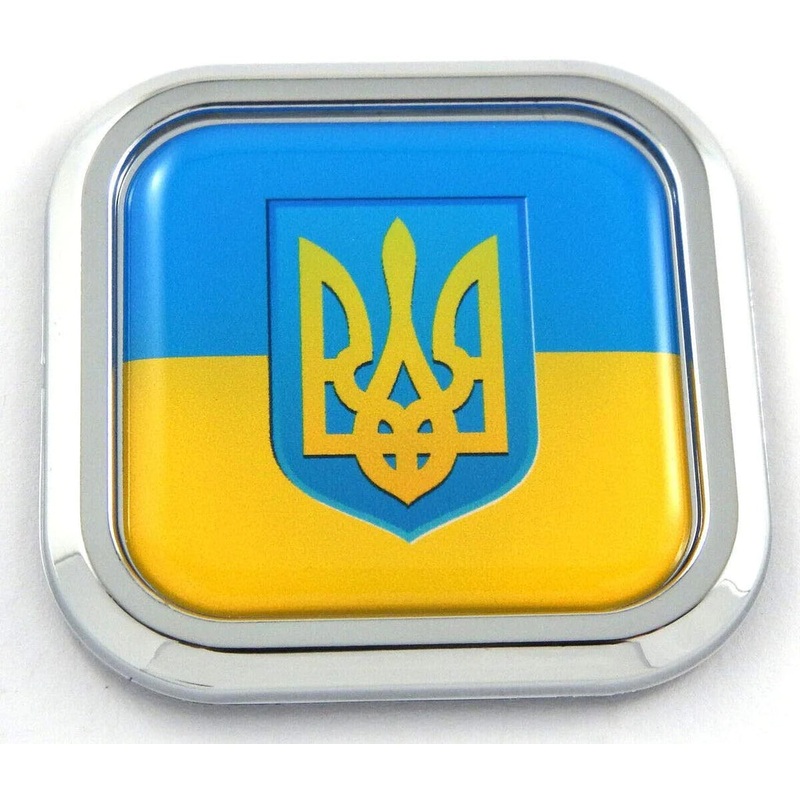 Ukraine Flag Square Chrome rim Emblem Car 3D Decal Badge Hood Bumper sticker 2