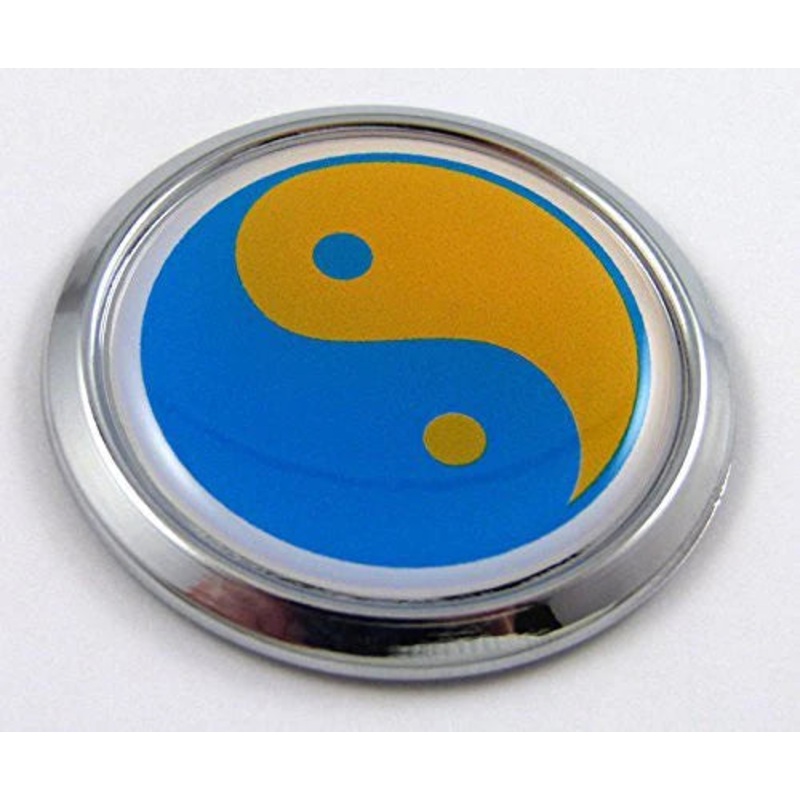 Ukraine Yin Yang Decal Flag Car Chrome Emblem Sticker bumper badge 3D