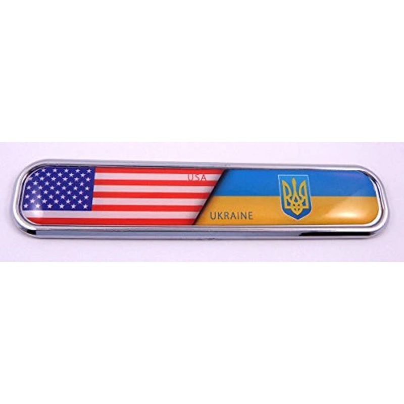 USA/Ukraine Flag Chrome Emblem 3D auto Decal Sticker car Bike Boat 5.3