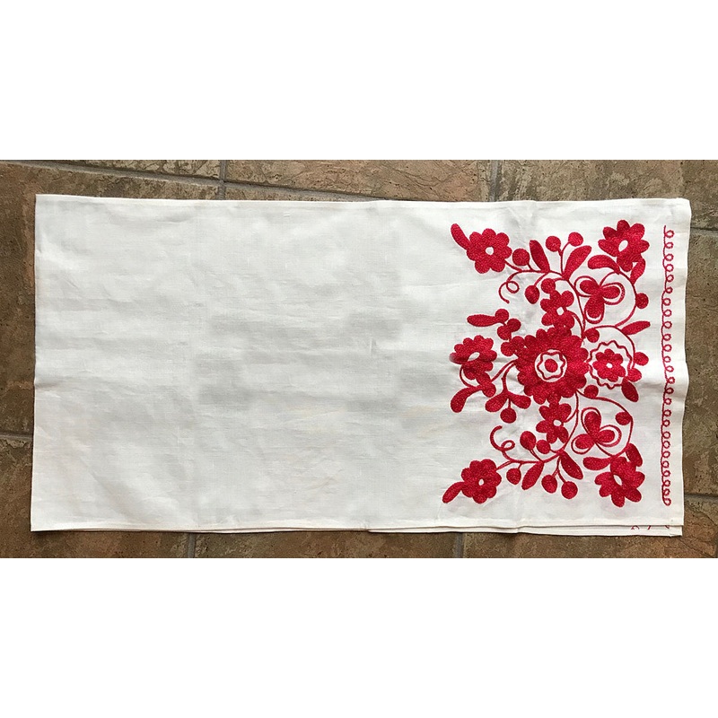 Floral Rushnyk in red 14.5 x 58 in.