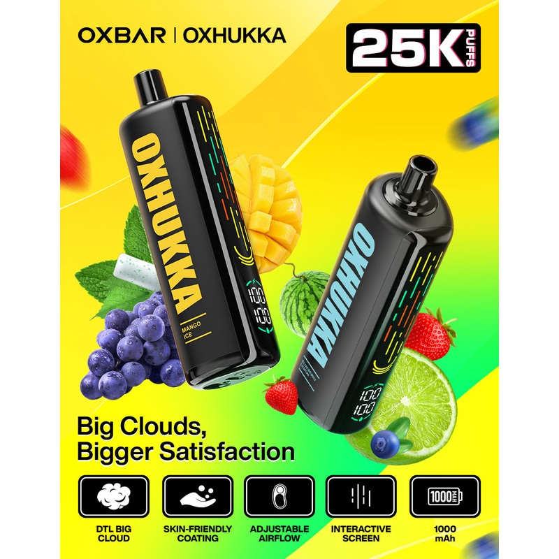 Oxhukka Disposable Vaporizer|BBG|BBG Mint|Blueberry Lemon|Grape Mint|Mango Ice|Peach Berry|Two Apple|VMTO|Watermelon BBG|Watermelon Ice