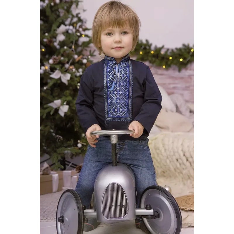 Boys Karpatska long sleeved shirt blue on blue