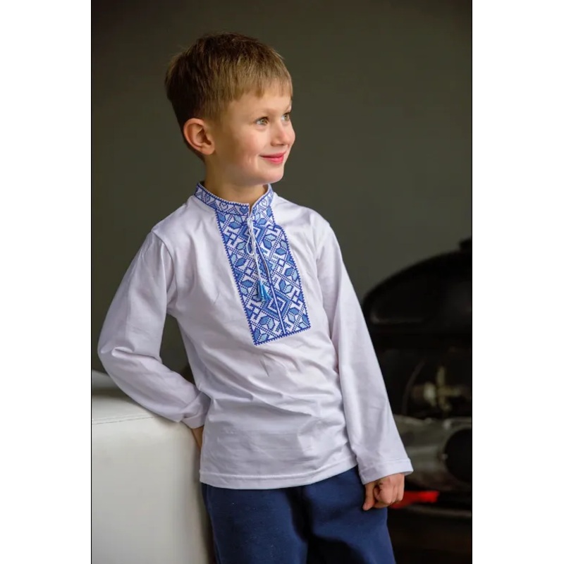 Boys Podilska long sleeved shirt blue on white