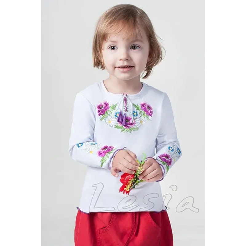Girls Poppies long-sl shirt violet on white