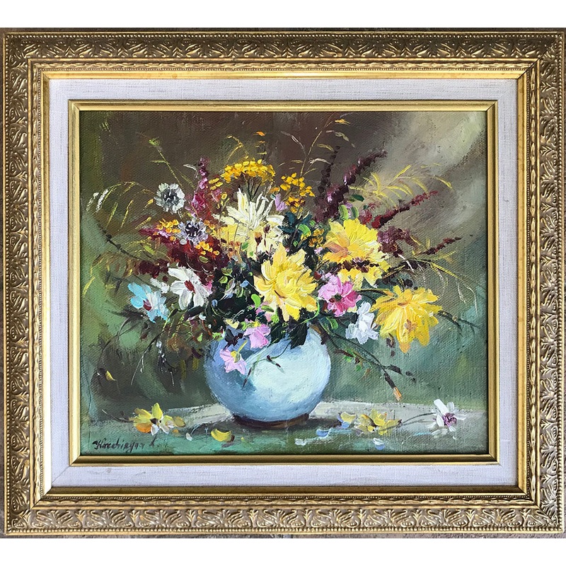 Golden Floral Arrangement – Original Oil Painting