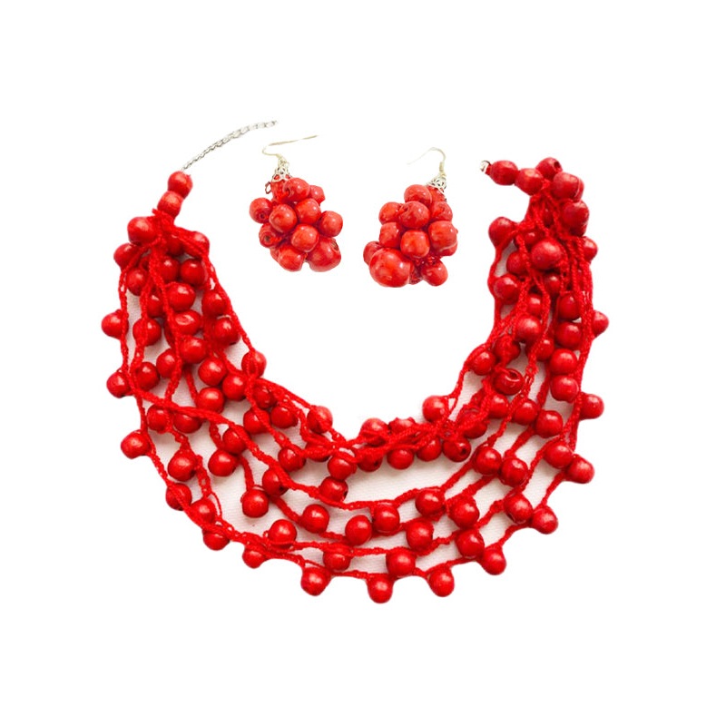 Necklace and earrings Red Mahogany – Traditional