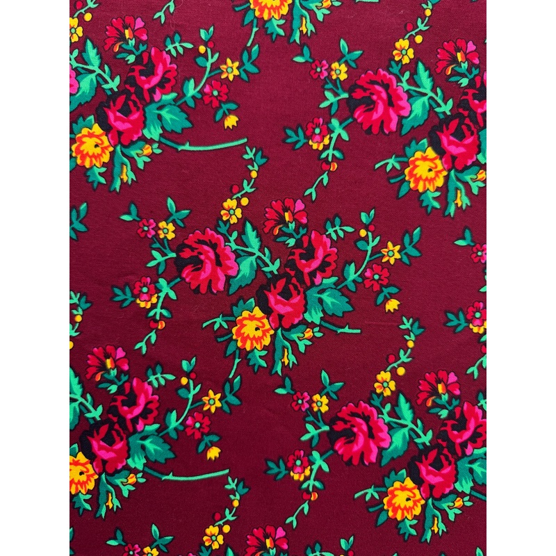 Maroon Floral Fabric 1/2 yard|ca|us|intl