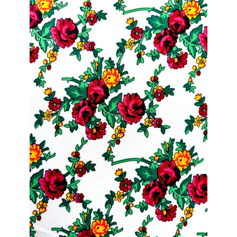 White Floral Fabric 1/2 yard|ca|us|intl