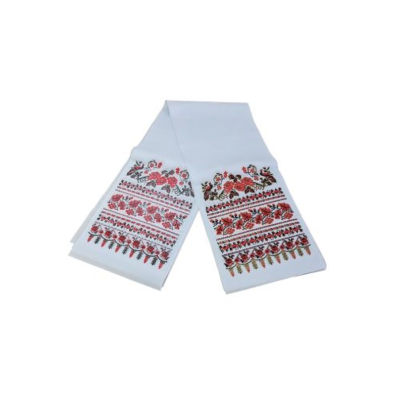 Towel with the ornament Red flowers 5.9inch x 0.9 inch