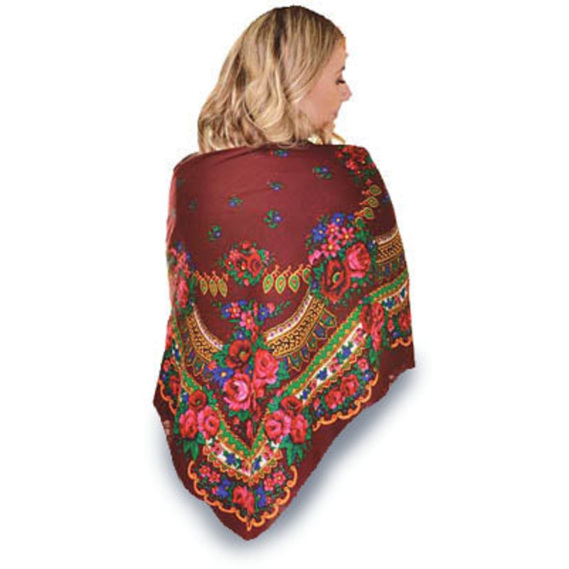 Medium Acrylic Fringed Shawl, Burgundy 48 in. no fringe.