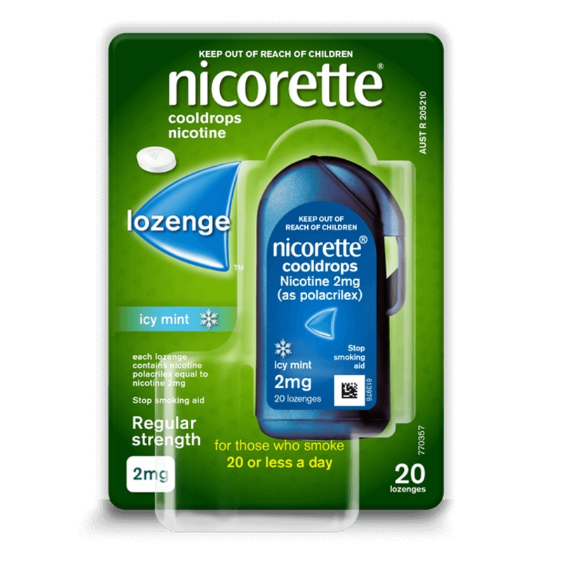Nicorette Quit Smoking Cooldrops Icy Mint Lozenges Extra Strength (20 pack)