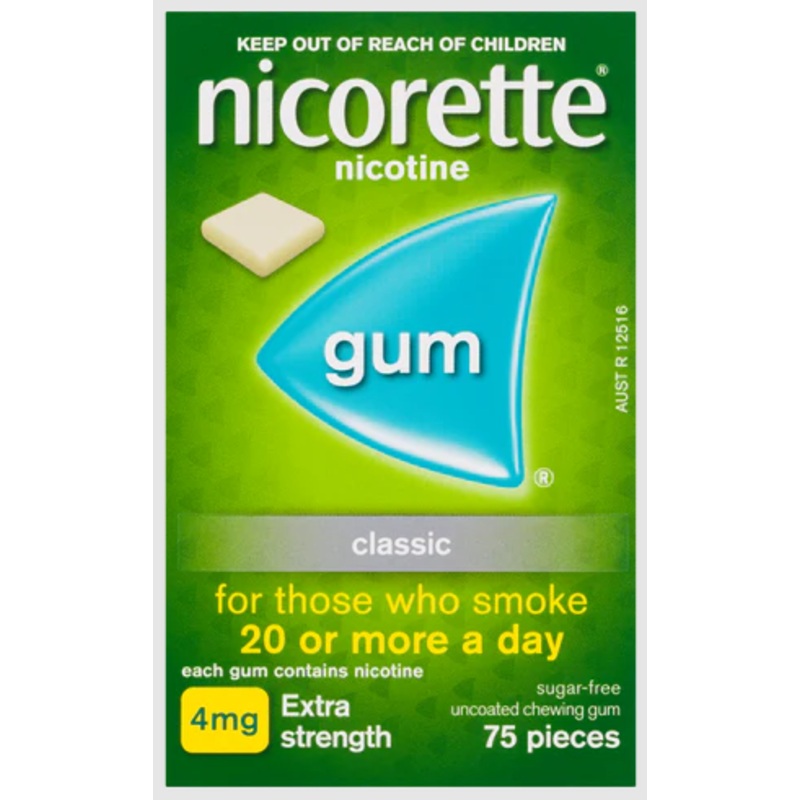 Nicorette Quit Smoking Gum 4mg Icy Mint (75pack)