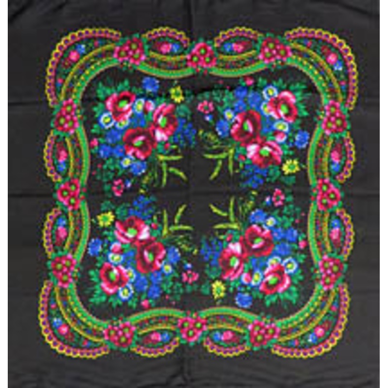 Black Acrylic Floral Shawl 30 in