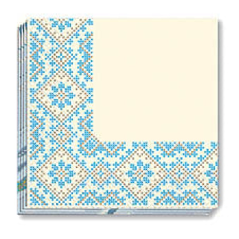 Blue/Yellow Emb Napkins 13×13 in