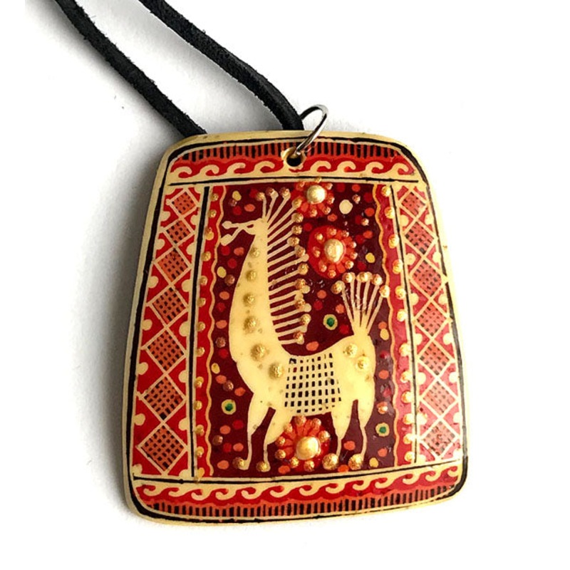 Horse Design Ostrich Eggshell PENDANT