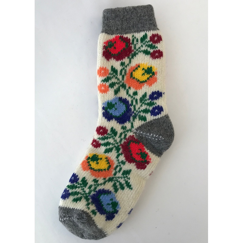 Ladies Wool Floral Vinochok Socks on white/grey