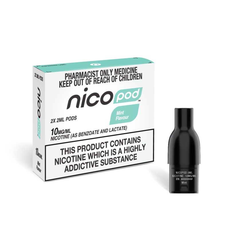 NICOPOD MINT POD (2 x 2ML)|16.8MG/ML NICOTINE SALTS (10MG/ML FREEBASE)|34MG/ML NICOTINE SALTS (20MG/ML FREEBASE)|66MG/ML NICOTINE SALTS (39MG/ML FREEBASE) (VERY STRONG)