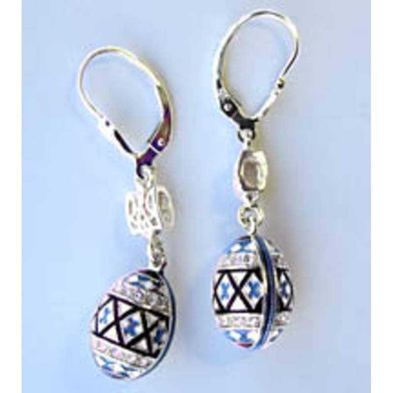 Pysanka Dangle Earrings with Tryzub