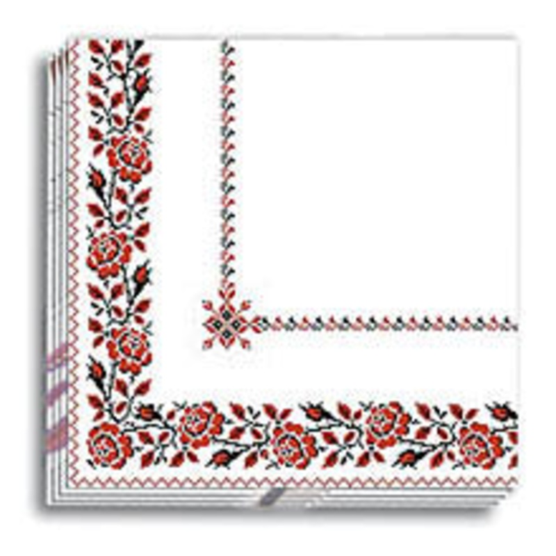 Red Floral Vyshyvanka Cocktail Napkins 9.5×9.5 in.