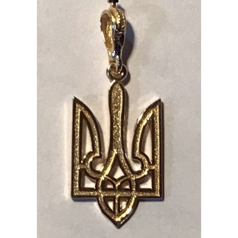 Tryzub 14K gold with Etched front 1 tall