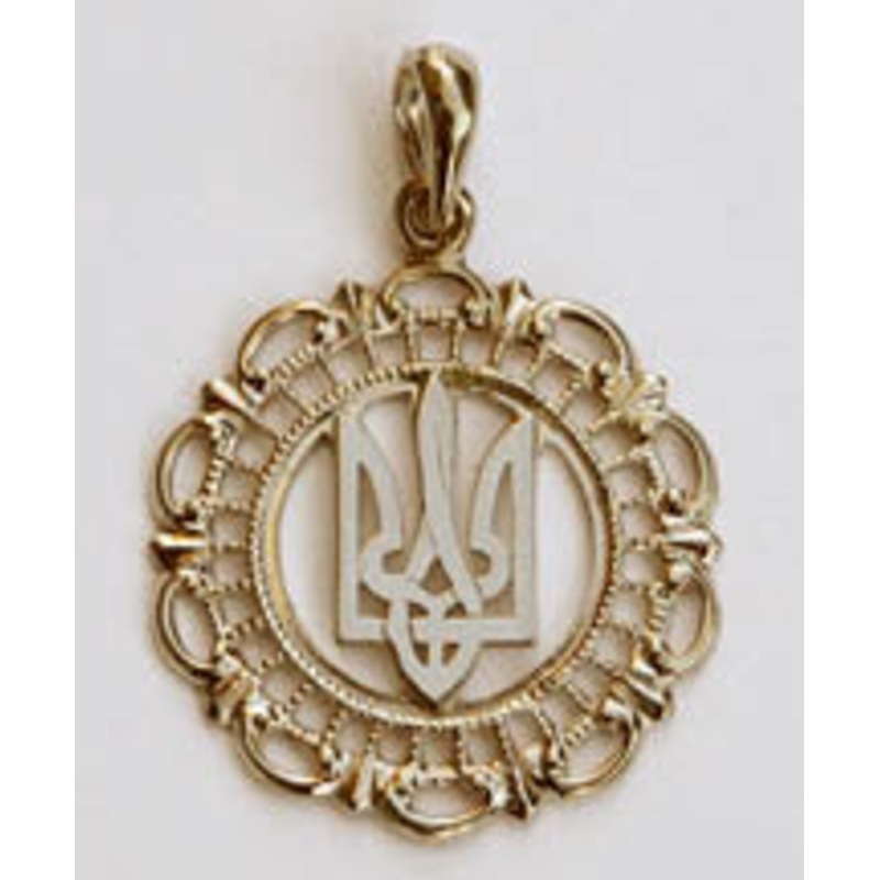 Tryzub in filigree circular frame – 14K gold