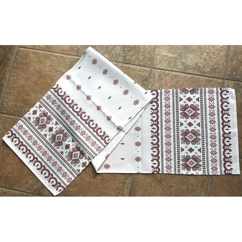 Long Red and Black Embroidery Design Kitchen Towel