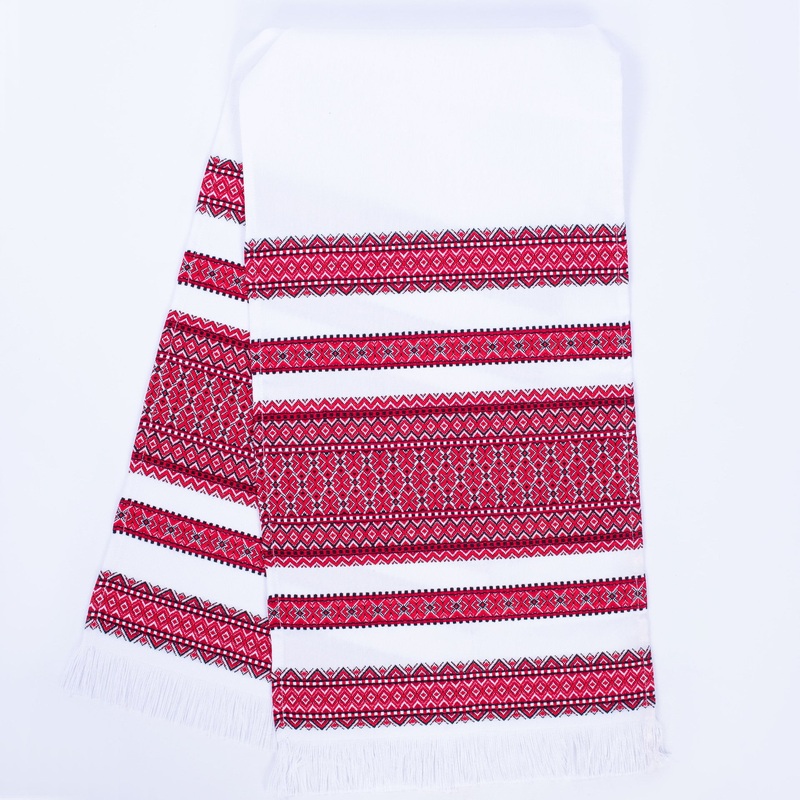 Red-Black Design Woven Rushnyk – 58 in.