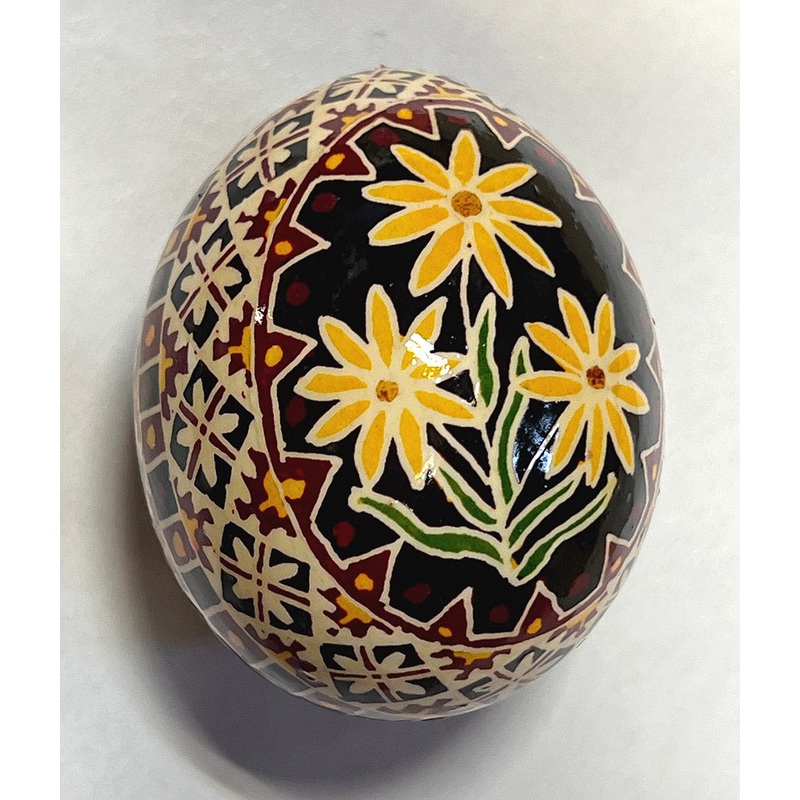 Floral Sunflower Design Pysanka by Iris